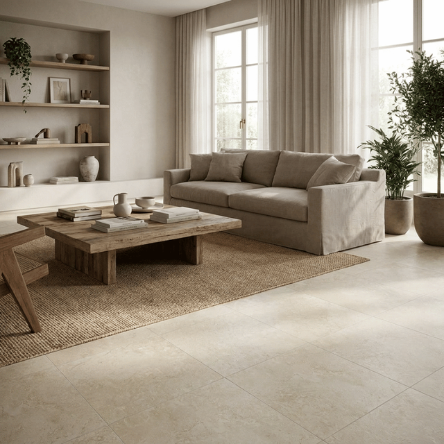Dalle Pvc Clipsable Imitation Travertin Light 61,5x61,5 Cm