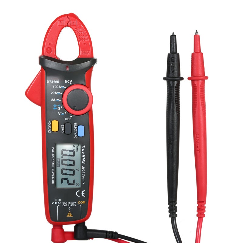 Multimètre à pince numérique UT210E Mini avec écran LCD rétroéclairé, mesure de la valeur efficace vraie (True RMS), voltmètre, ampèremètre - 3