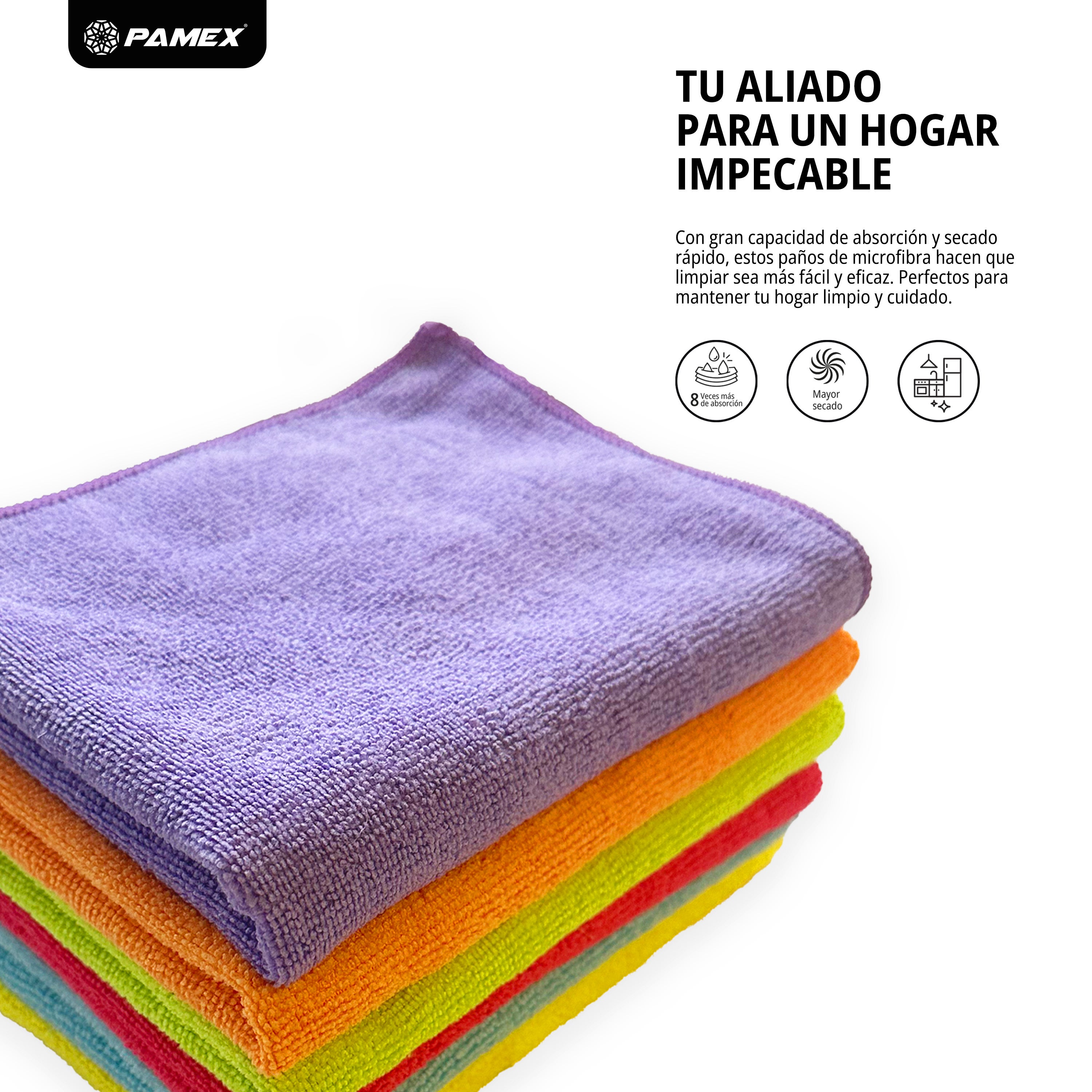 PAMEX- PAÑO MICROFIBRA 777 30X40 CM COLORES SURTIDOS-SET DE 6 UNIDADES - 3