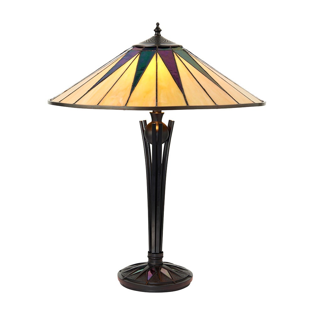 Lampa stołowa czarna gwiazda DARK STAR multikolor czarna 2xE27x20W szkło wym:62x49x49cm IP20 Tiffany