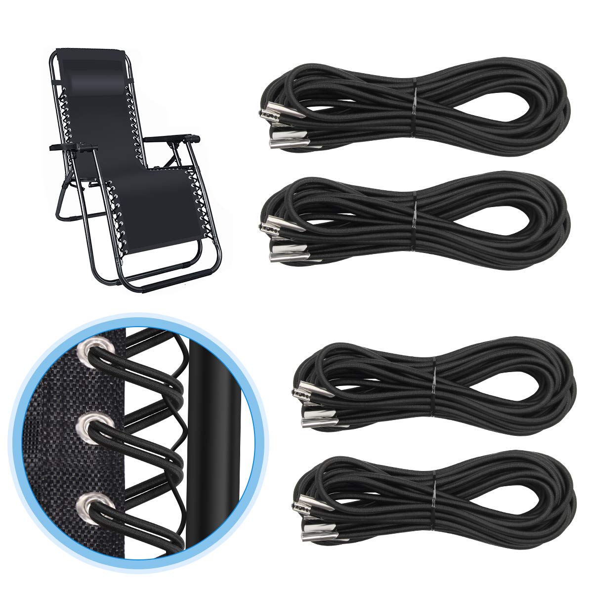 Kit Universale Elastici Ricambio Per Sedie Carp Fishing - Elastic Kit Verde Per Carpfishing Chair