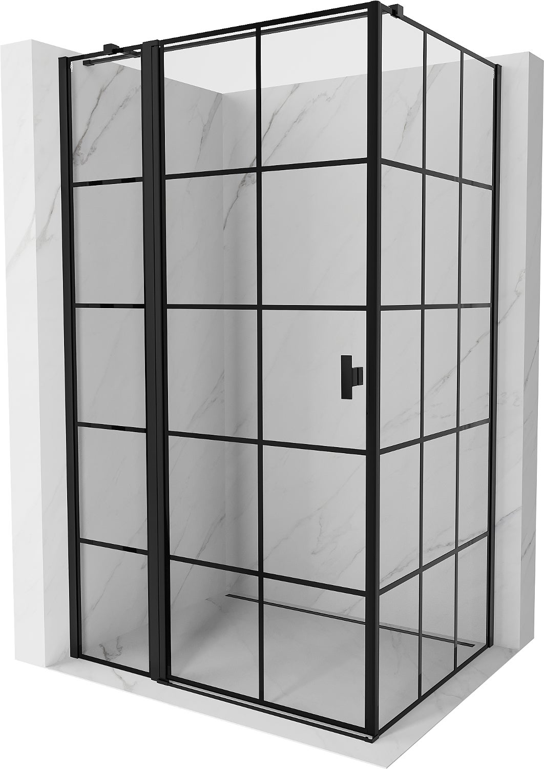 Mexen Mist T kabina prysznicowa uchylna lewa 70 x 80 cm, czarna kratka, czarna - 8A4T-070-080-70-77-L