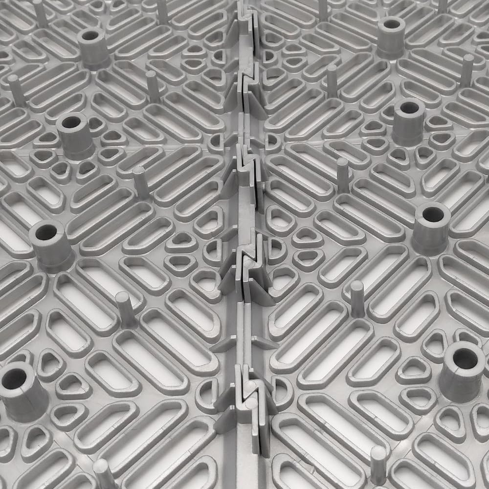 Pack Ahorro 24 losetas autoventiladas 30x30x1,5cm (≈2 m² - Gris Aluminio) - Para suelos de piscinas, terrazas, tarima, césped artificial, trasteros... - 6