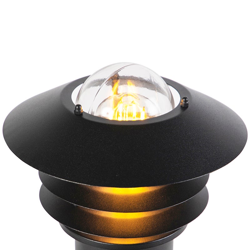 Qazqa moderno lampada bollard da esterno per giardino - Prato - nero, max. 60w, compatibile con lampadines LED, e27, 100cm, IP44 - 5