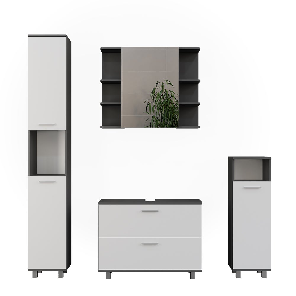 Vicco Zestaw mebli łazienkowych Ilias, Antracyt/biały, 4 części