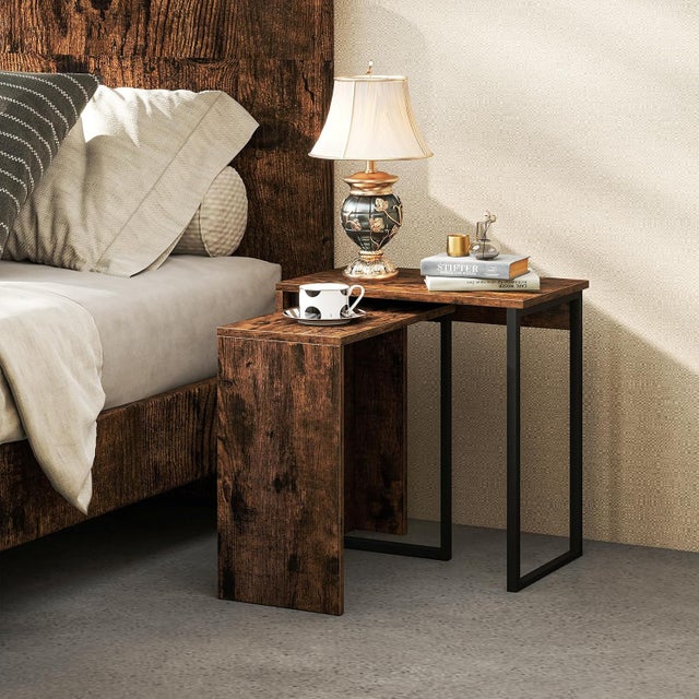 Tavolino A 3 Livelli In Legno - Altezza 70 Cm, Con Spazio Archiviazione, Marrone