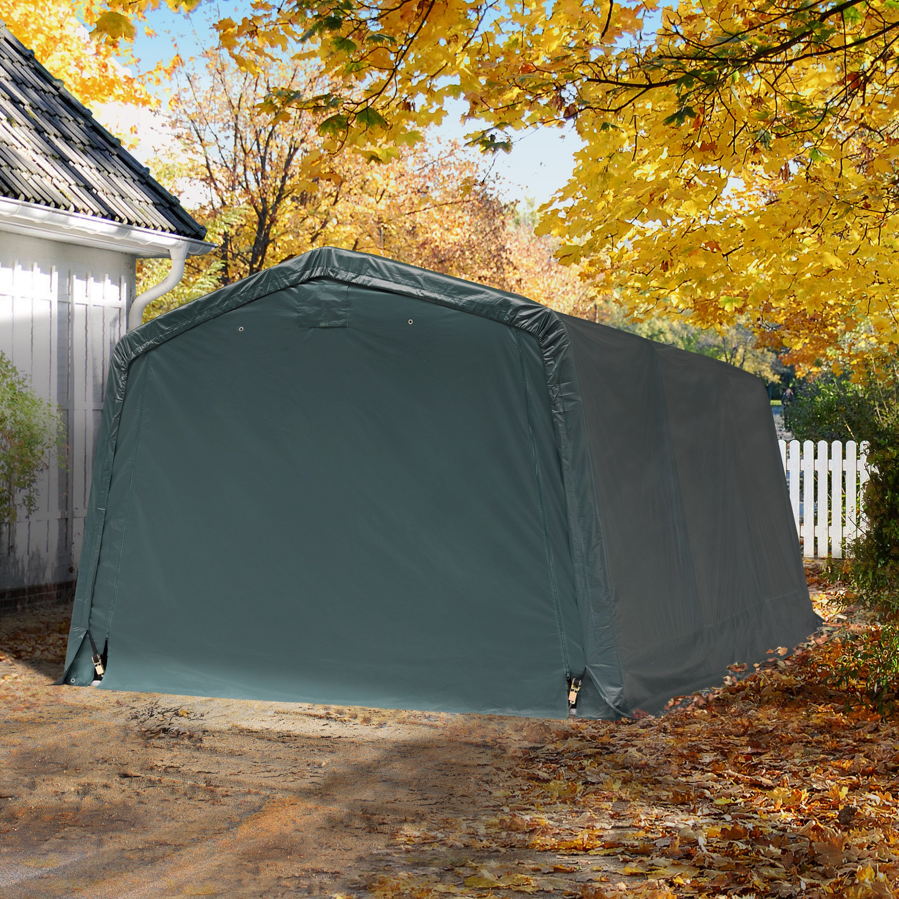 TOOLPORT Abri/Tente Garage Premium 3,3x4,7 m pour Voiture et Bateau - Toile PE 600 N vert - 4