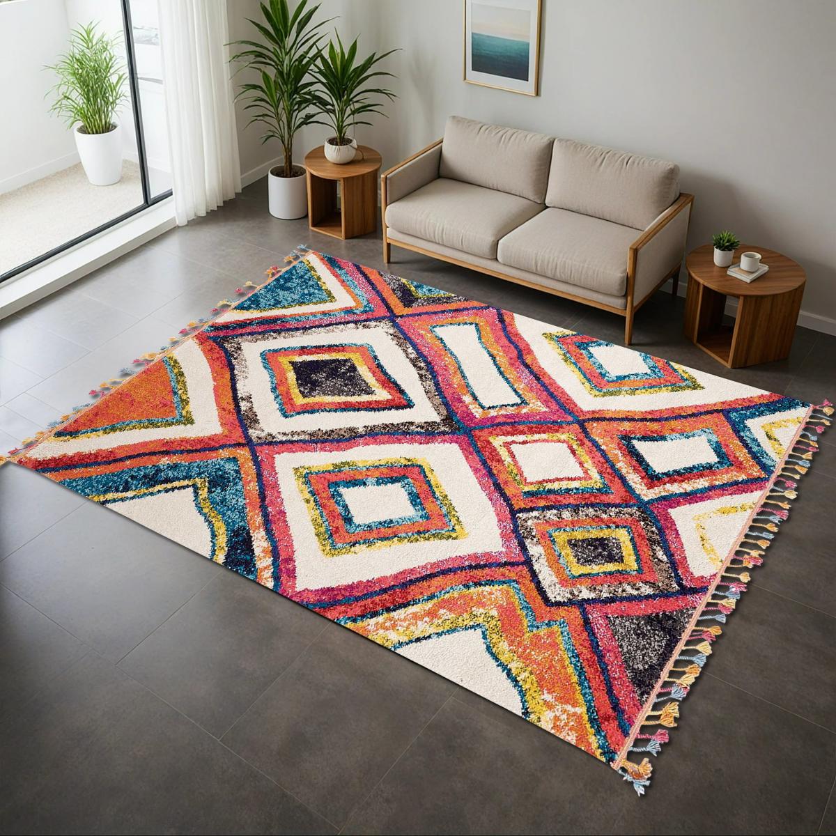 Tapis berbère 120x170 tissé motif ethnic LYN5 OURIKA violet - 6