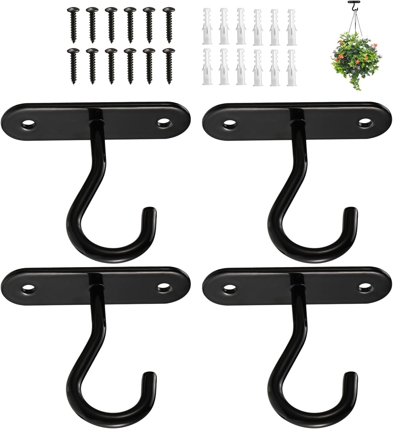 Crochet mural pour plante, noir, 12'' main image 0