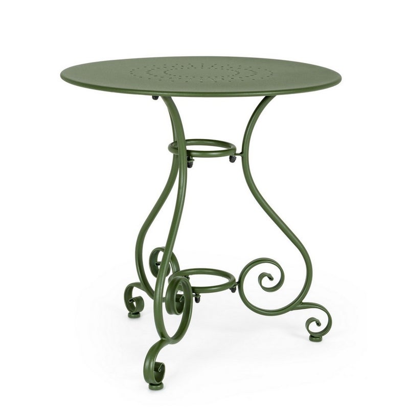 Stół zewnętrzny ze stali lakierowanej elektroforetycznie z matowym wykończeniem, Ø70 ciemnozielony