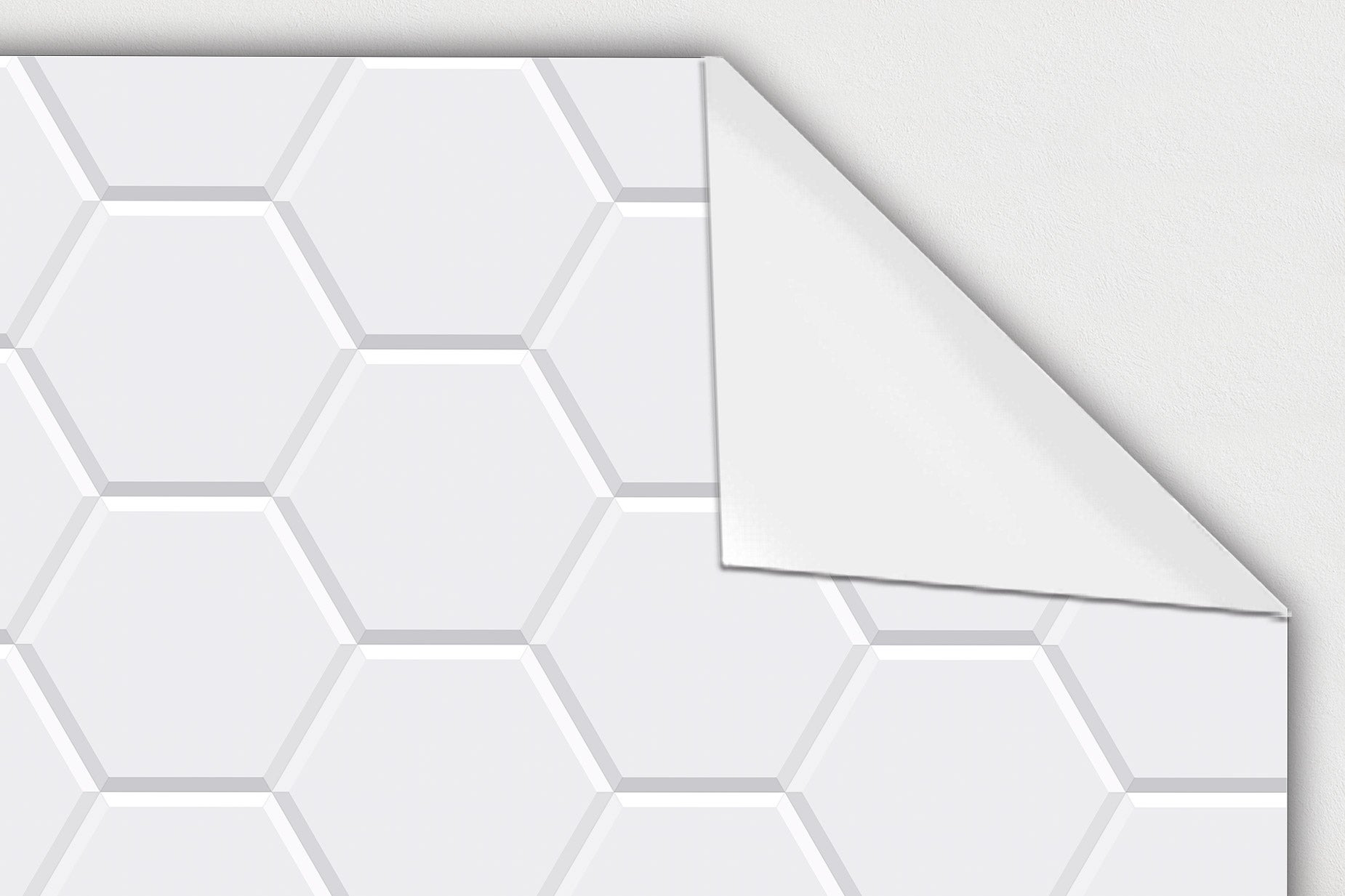 Panorama Crédence Adhésive Cuisine Tuile Hexagonale Blanche 60x100 cm - Protection Murale Adhésif - Panneau Protege Mur - 2