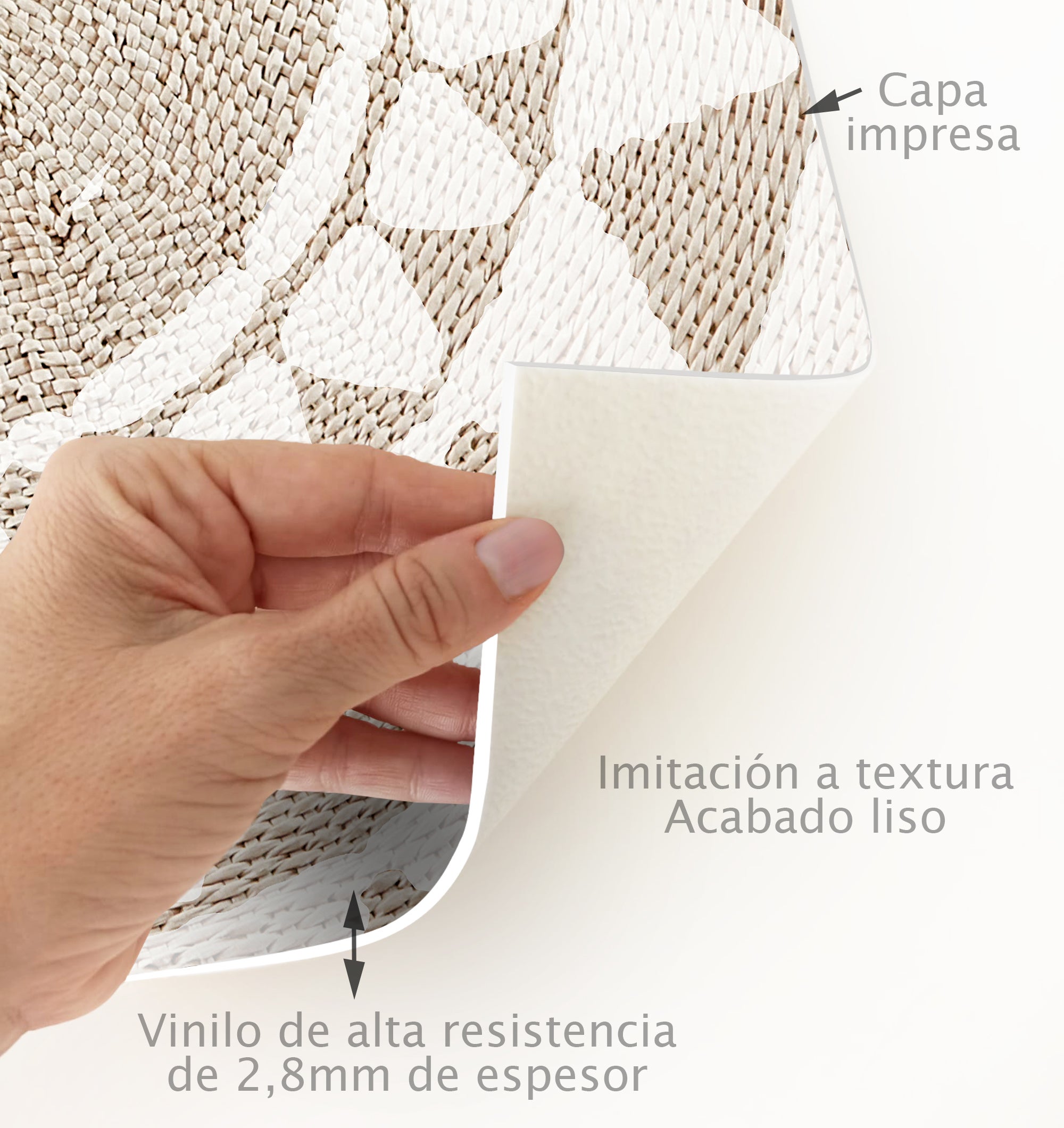 Tapis antidérapant en vinyle Khamba rattan [Diam] 200 cm - PVC imprimé, lavable, ignifuge, pour le salon ou la cuisine - 3