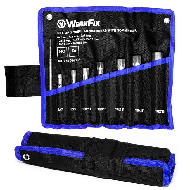 Set Chiavi A Tubo WERKFIX 7 Pezzi | 6-19mm | Acciaio Cromo Vanadio | Con Borsa - Foto 3