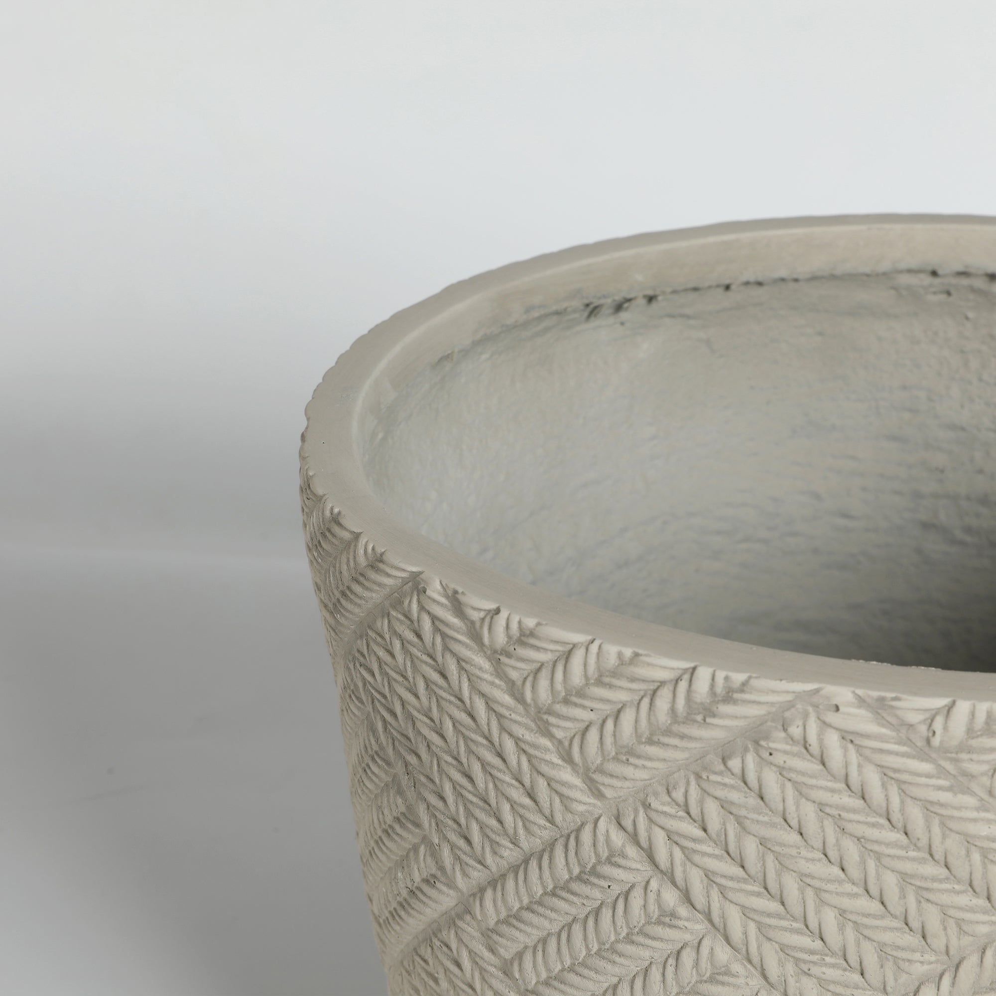 Grand pot de fleur extérieur lot de 2 jardinière ronde avec drainage 37x28cm et 45x35cm en béton gris - 7