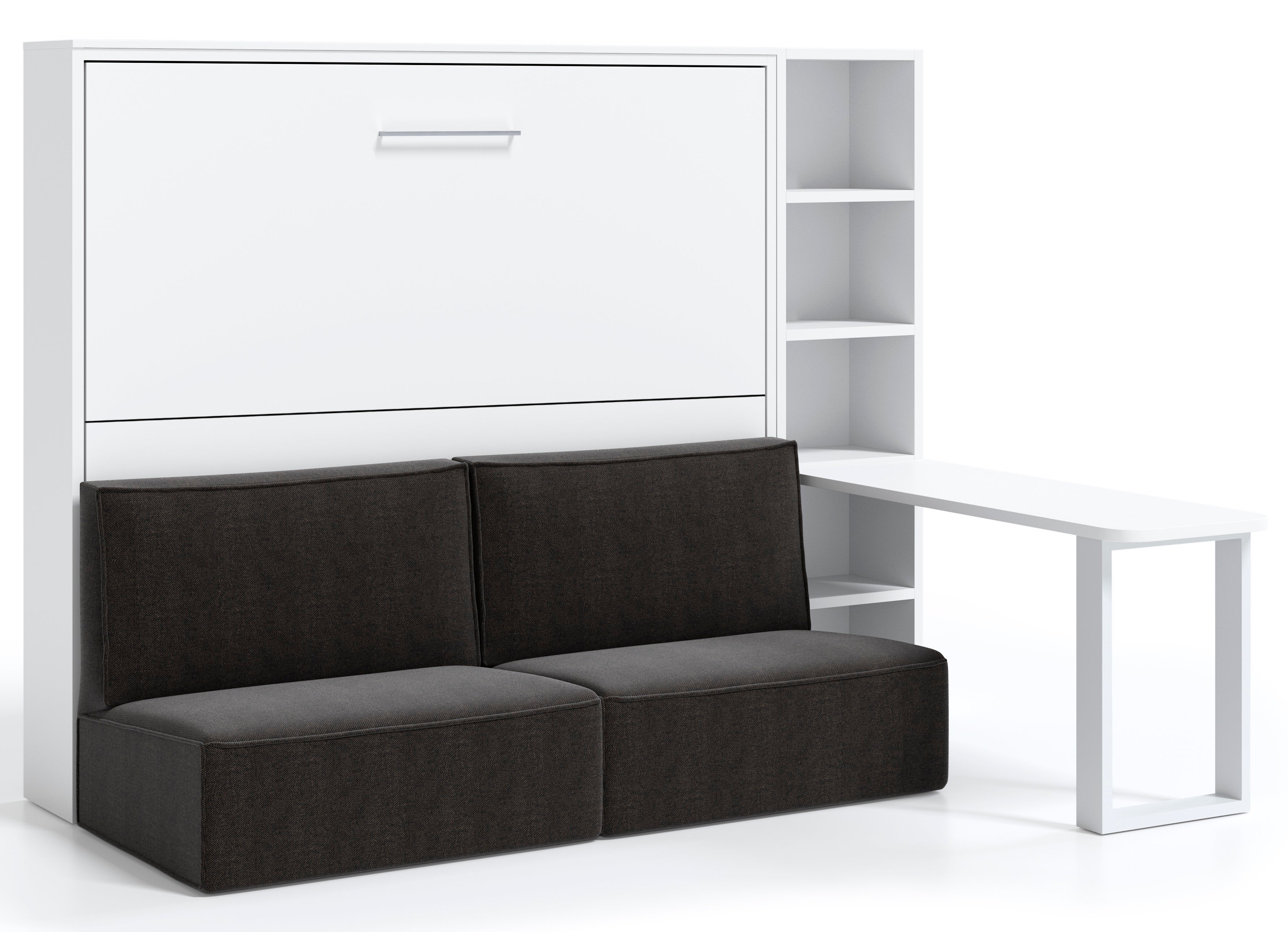 Lit Escamotable Horizontal 140x190 Avec Canapé Lit escamotable 140x190 canapé etagere bureau Prolok-Avec matelas