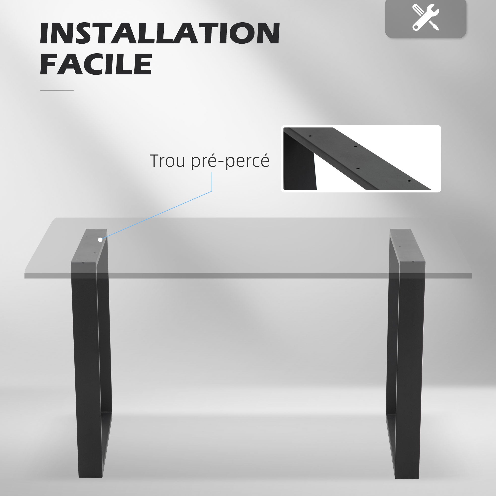 Pieds de table Acier HOMCOM - 4