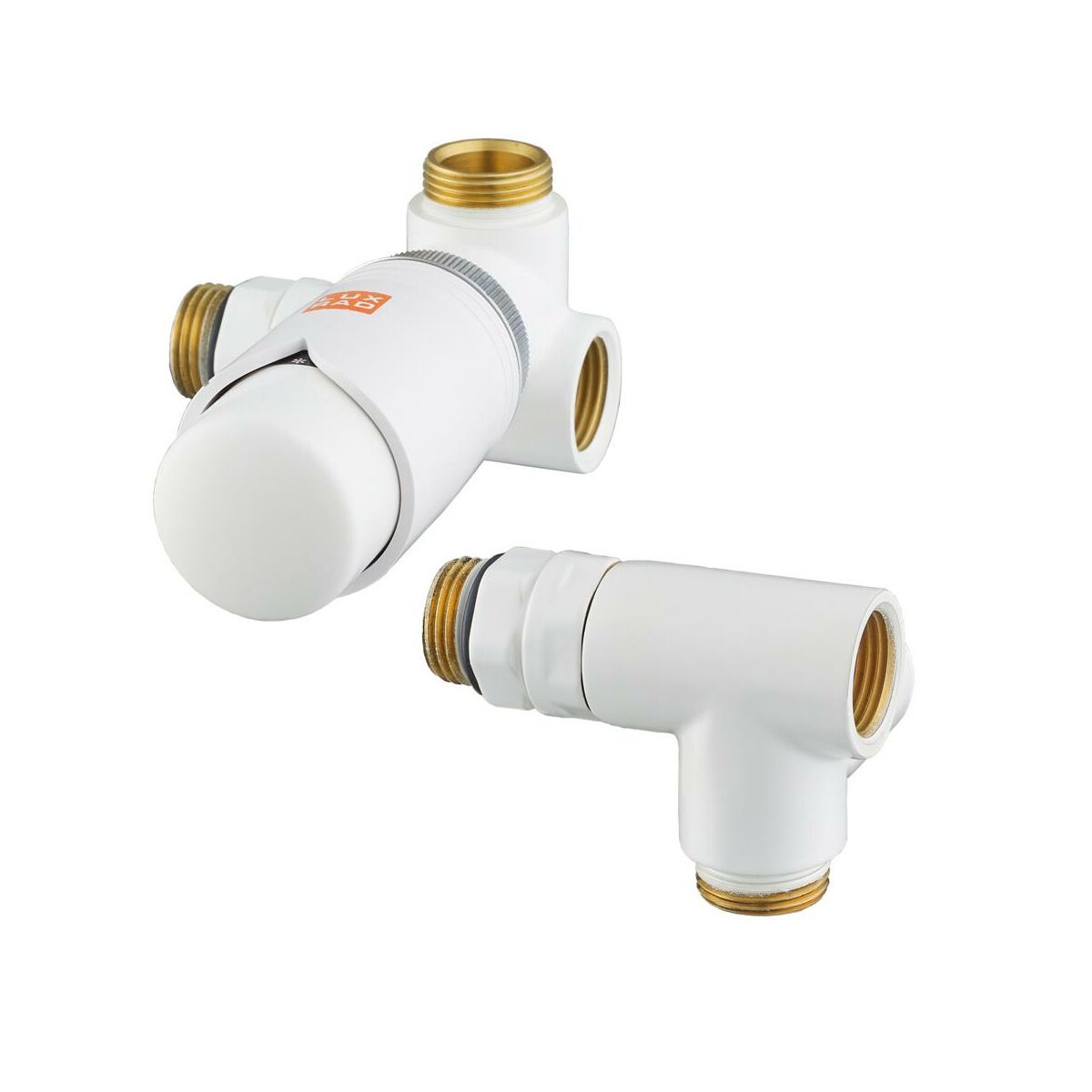 Trójnik termostatyczny osiowo lewy biały (głowica w prawą stronę) Luxrad