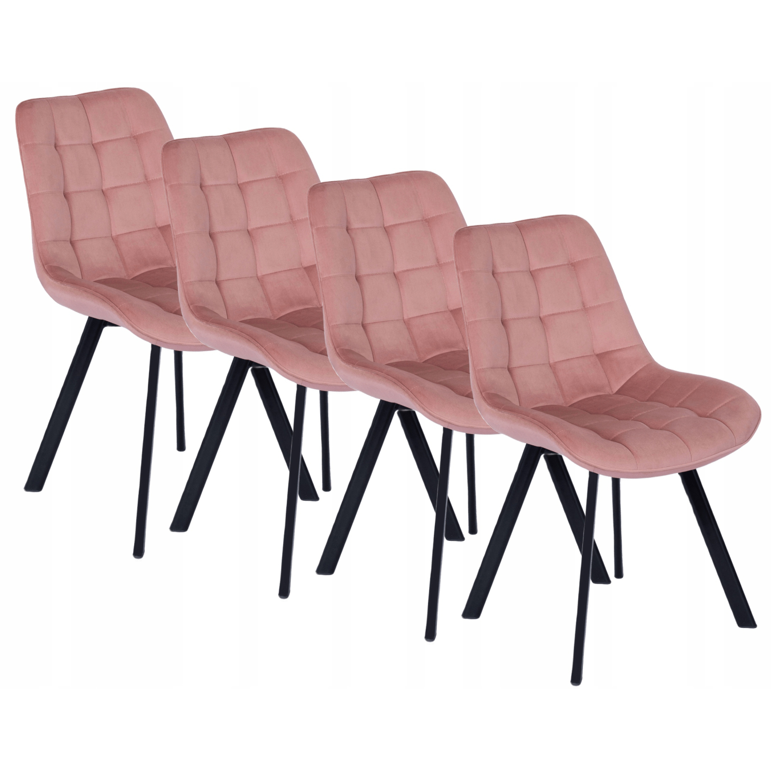 Zestaw 4 Krzeseł RICK Welur Róż