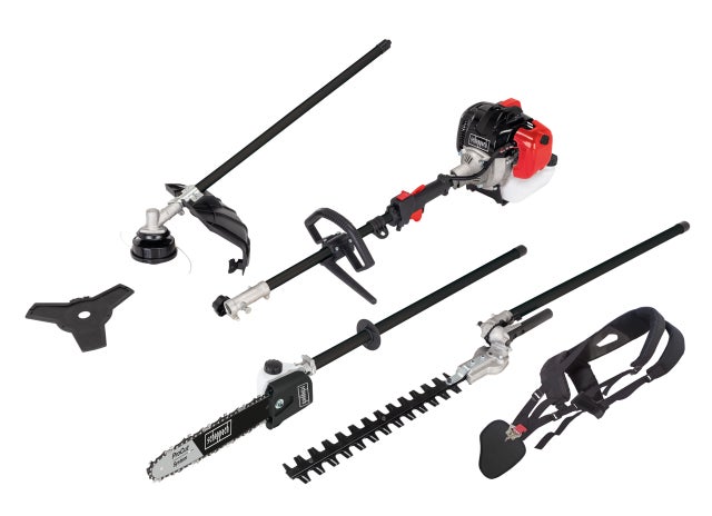 Scheppach Outil multifonction 4en1 MFH5200-4PRG - 1400 W - 52 cm3 - Coupe bordure - Débroussailleuse - Taille haies - Elagueuse
