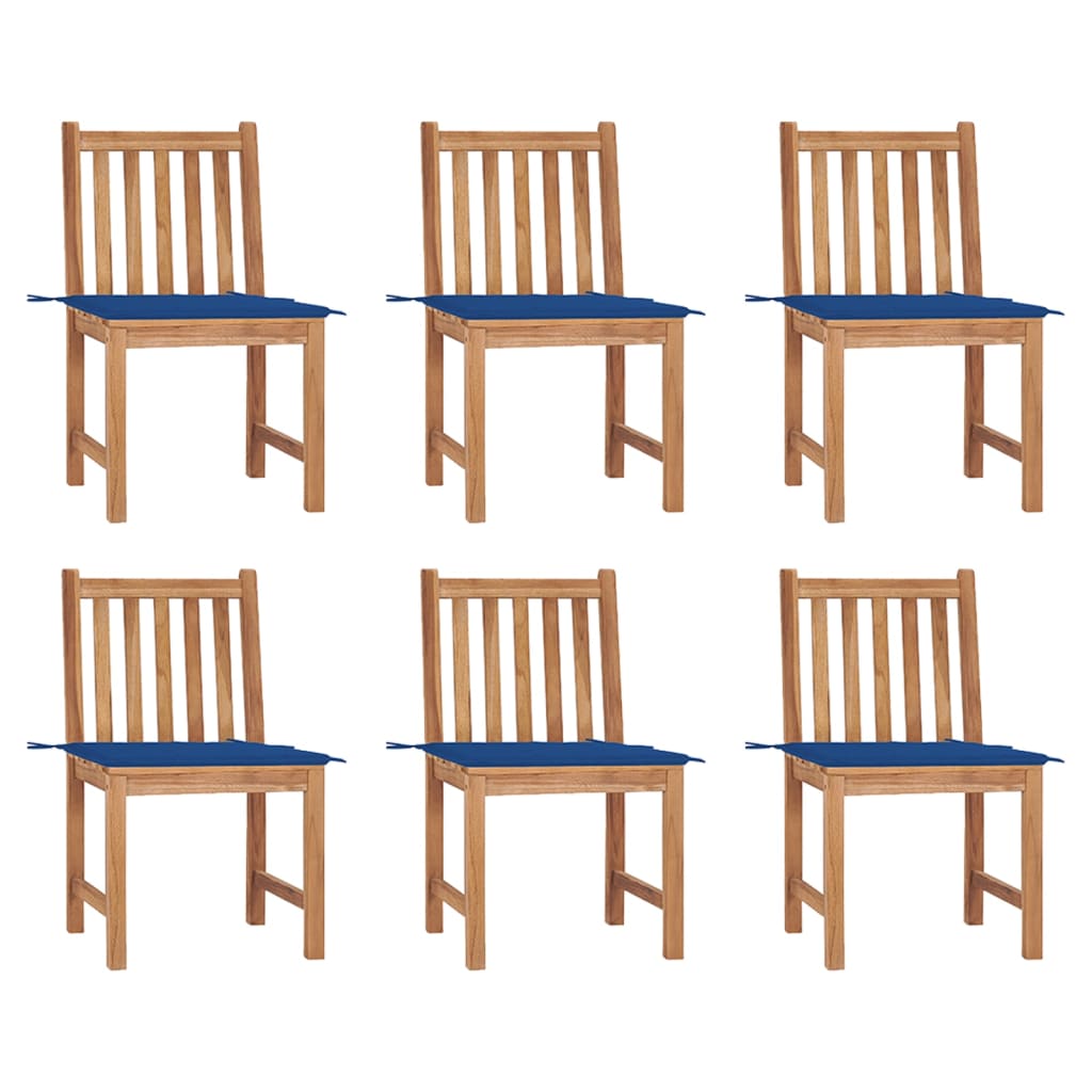Chaises de jardin 6 pcs avec coussins Bois de teck massif - 2