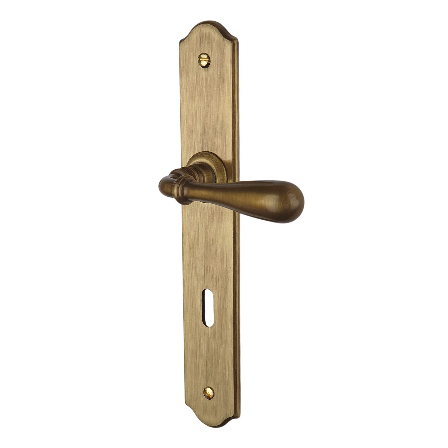 2 poignées de porte DURANCE entrée de clé, Laiton patiné entraxe 195 mm, chambre - 3