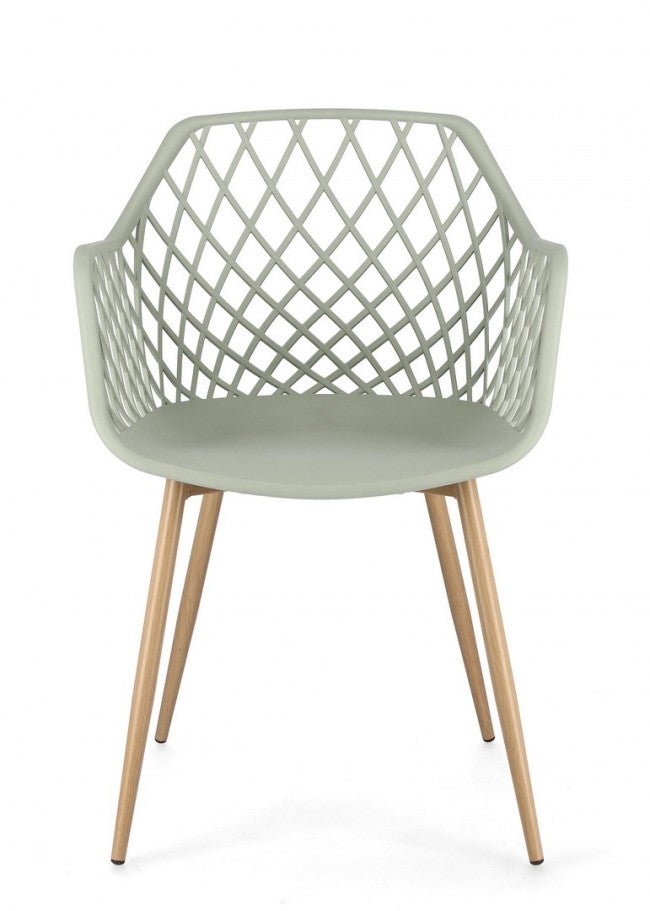 Zielone krzesło do jadalni ze stali i polipropylenu