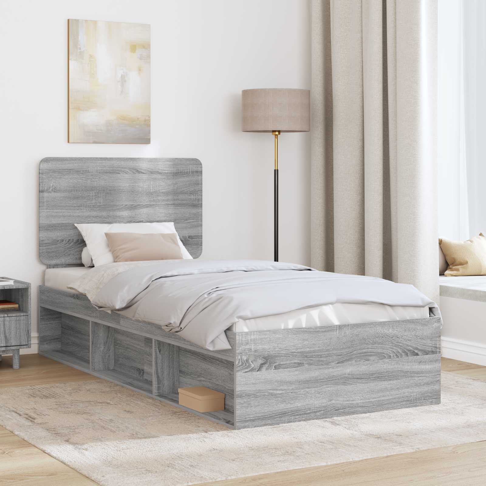 Cadre de lit Gris 90 x 200 cm Bois de pin massif - 3