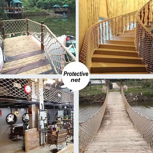 2m*2m Filet Corde Filet pour Escalier Filet de Protection Enfant Filet Securite Balcon Filet de Protection Anti Chute Photo Filet de Chanvre Décoratif - 4