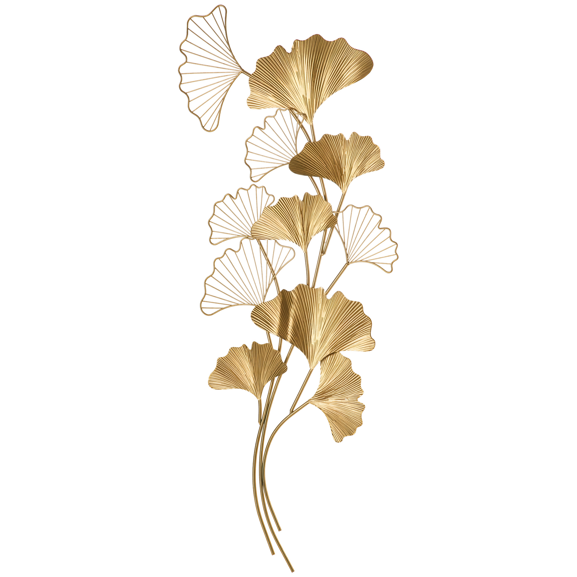 Decorazione Murale 3D in Metallo,Wall Art Dorata con Foglie di Ginkgo ...