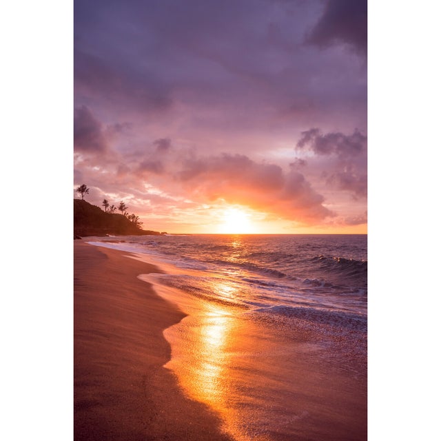 Tableau sur toile couché de soleil sur plage 65x97 cm