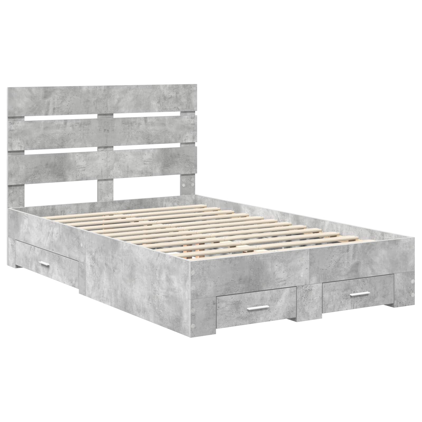 Cadre de lit en panneau de bois, gris béton, pour la chambre, 135 × 190 cm - 4