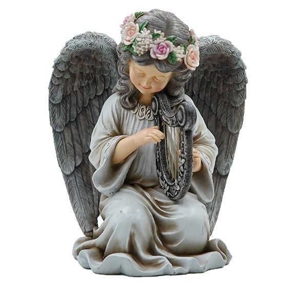 Statue Ange En Prière Résine Blanche – Décoration Jardin & Intérieur Fait Main