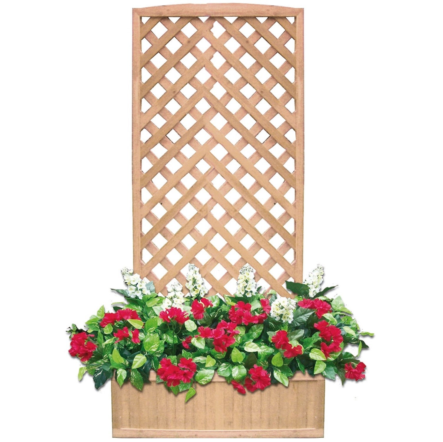 Fioriera in legno con pannello 180x90 cm grigliato a rombi e vaso portafiori da giardino Azalea - 6