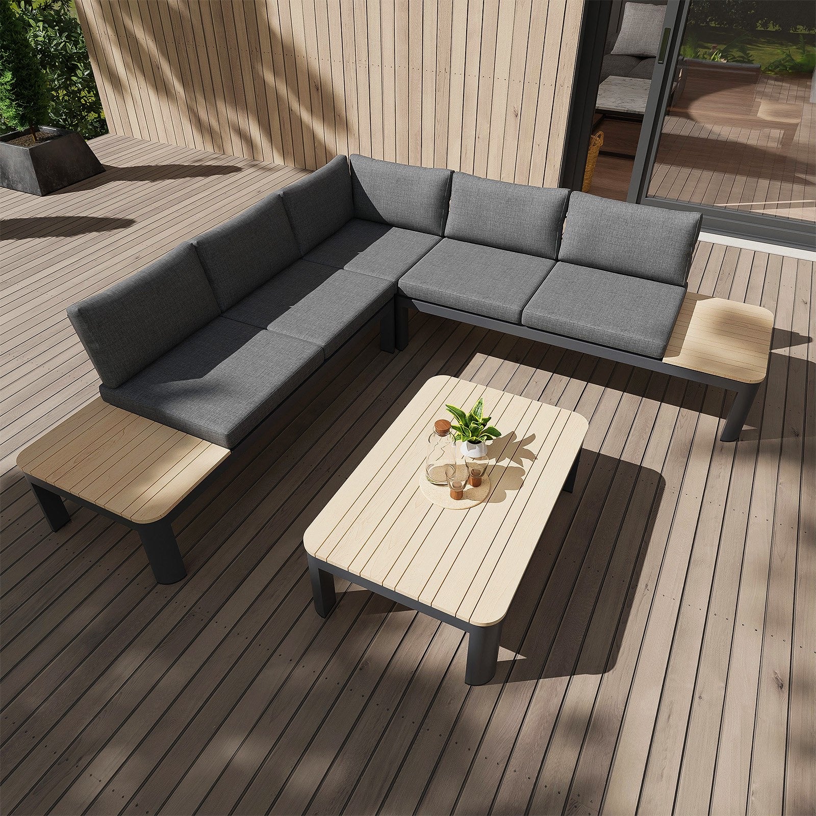 Narożnik ogrodowy aluminiowy BELLANTI Milano Lounge 4-osobowy Dark Grey - 9