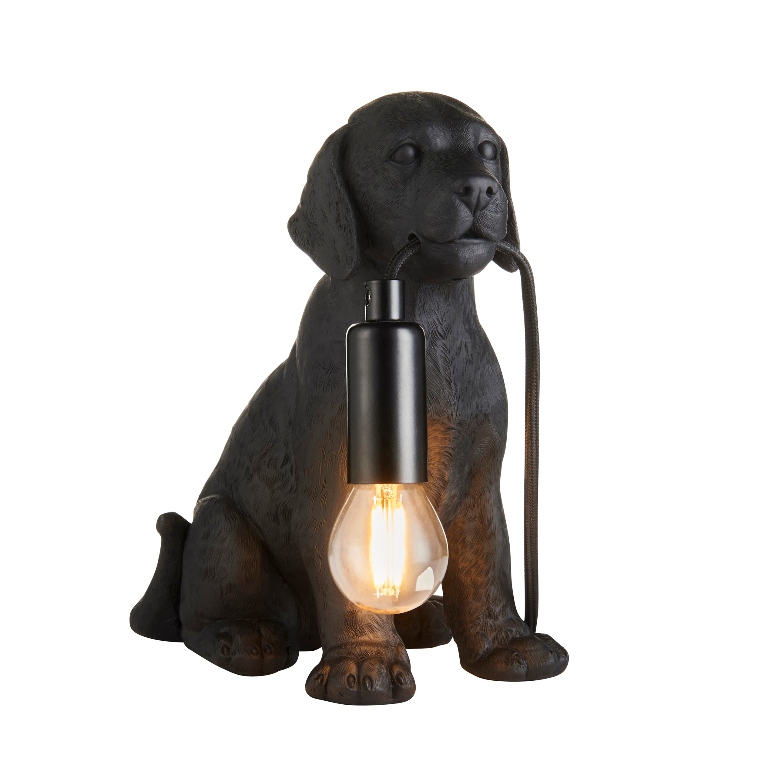 Lampa stołowa pies LABRADOR PUPPY czarny matowy 1xE14x7W żywica wym:23,5x22x12cm IP20 Endon