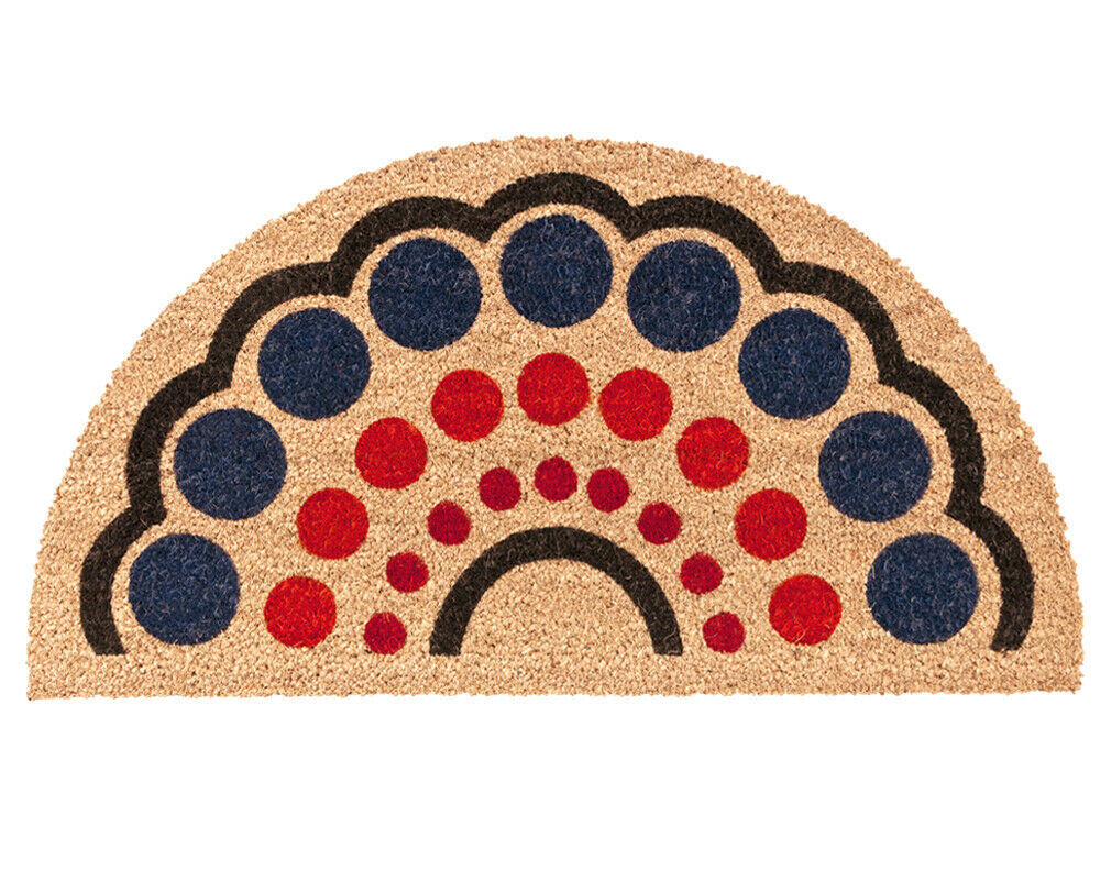 Felpudo fibra de coco 40x75 cm antideslizante entrada casa para interior exterior multicolor semiluna dib_a