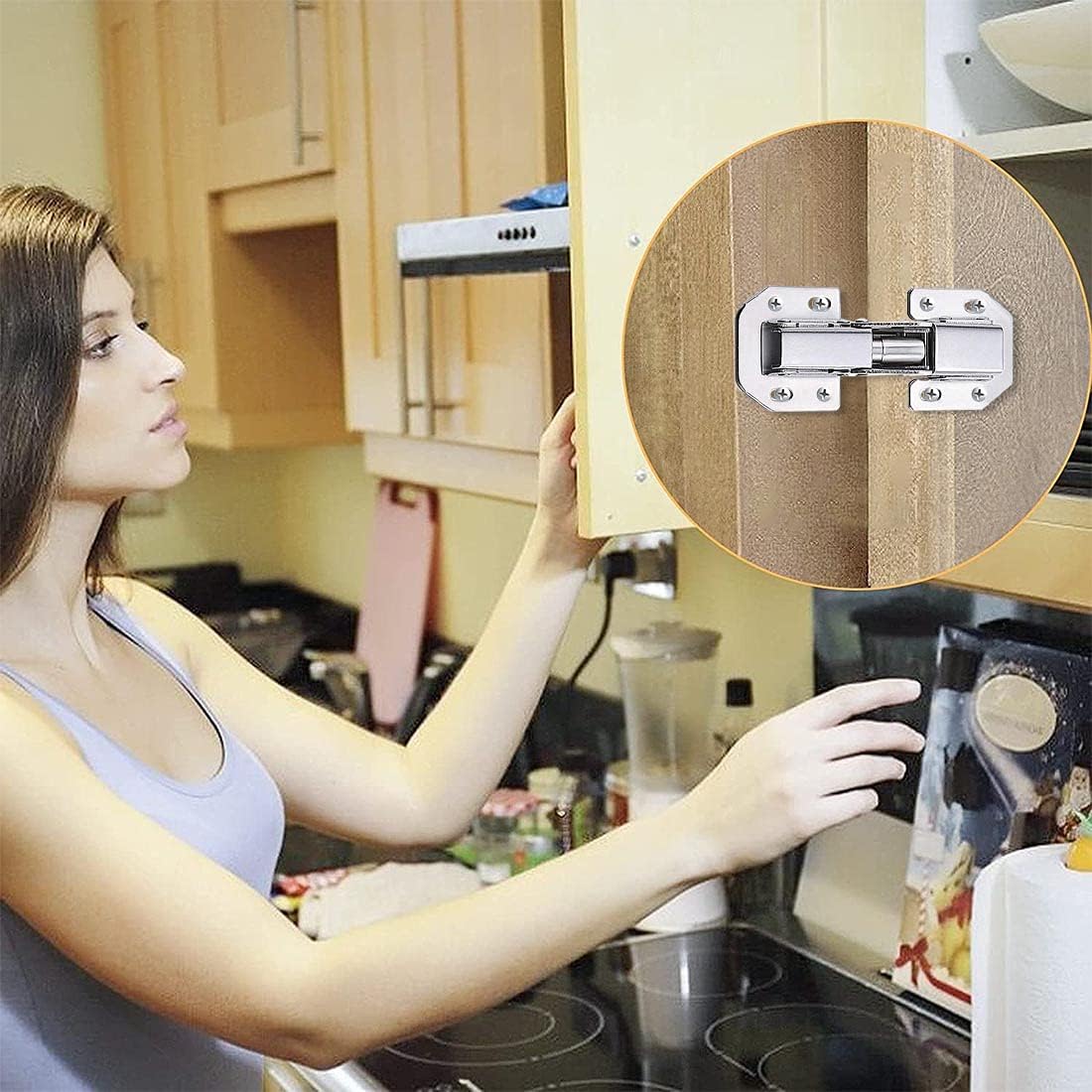 10 cerniere per ante di armadietti in lega di acciaio, cerniere nascoste, con viti, adatte per ante di armadietti da ufficio, 3 pollici - 5