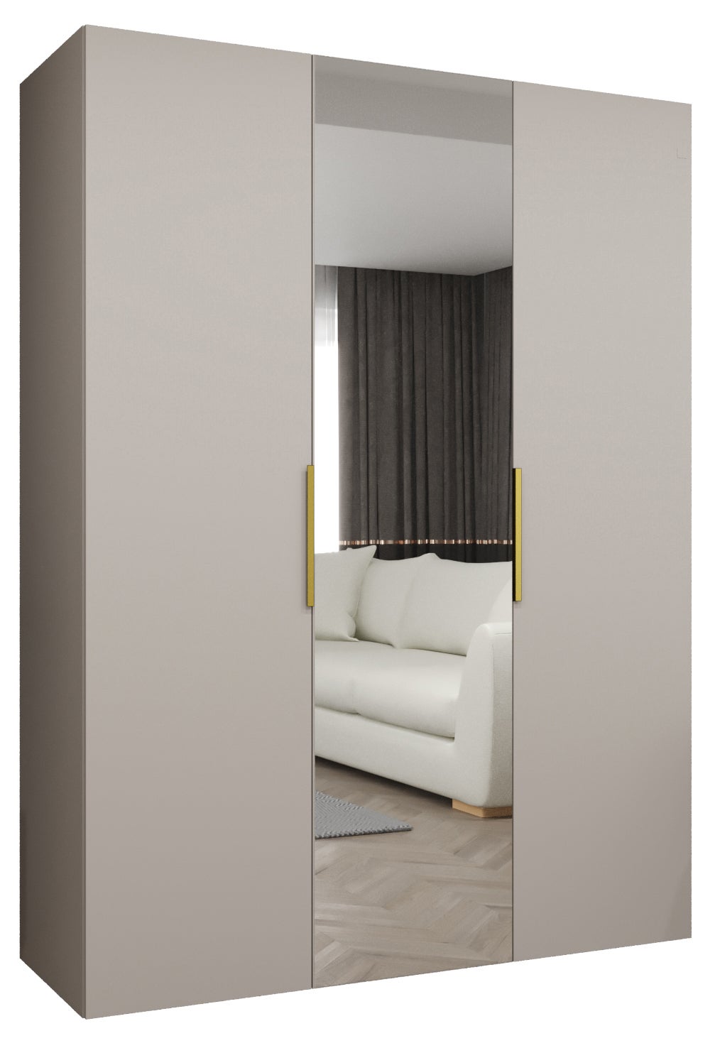 Szafa uchylna otwierana Marbella 2 150 x 52 x 202 cm kaszmir + u. złoty Abiks Meble