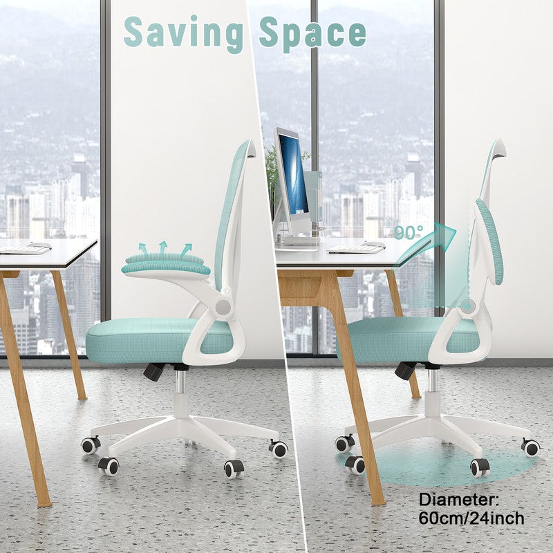 Chaise de Bureau Ergonomique RATTANTREE - à roulette - Soutien Lombaire Dossier Règalable- Hauteur Ajustable - Vert - 2