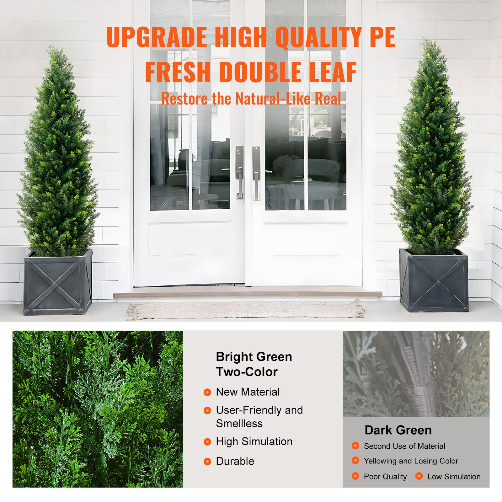 Set di SucceBuy 2 alberi topiari artificiali in cedro 152,4 cm,finti pini e cipressi sempreverdi con foglie extra e vaso,verde artificiale - 4