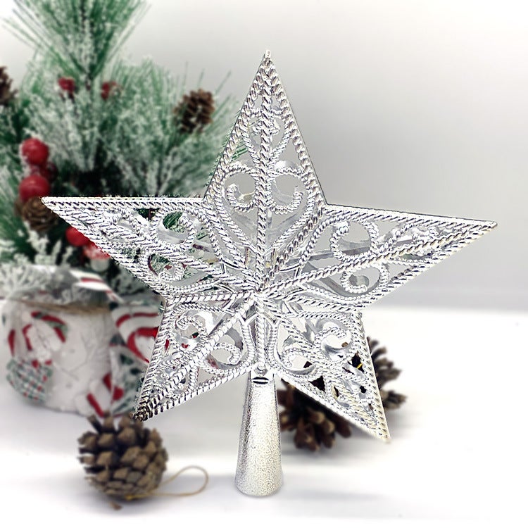 Punta Per Albero Di Natale A Stella Glitterata Argento 20 Cm - Decorazione Natalizia Elegante E Riutilizzabile