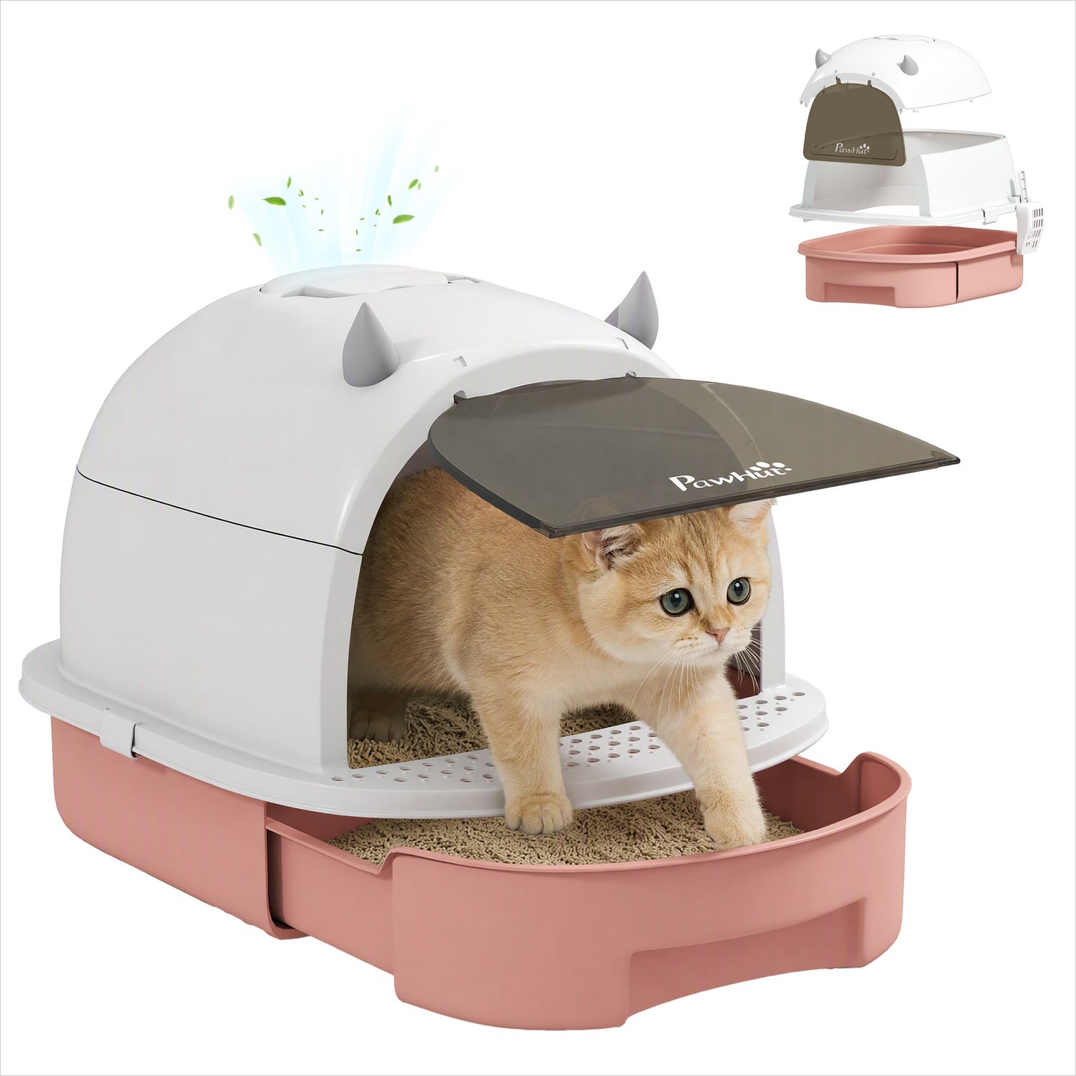 Arenero cerrado para gatos con cajón extraíble, pala y filtros antiolor ...