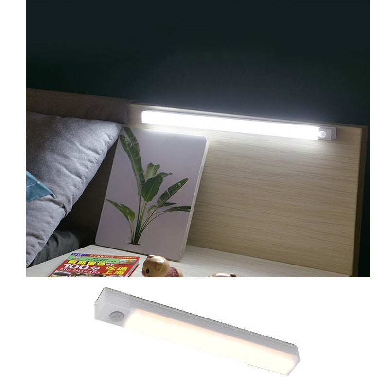 Biała muszla, białe światło, 20 cm lampa do szafy z czujnikiem ruchu, długa lampa ładowalna