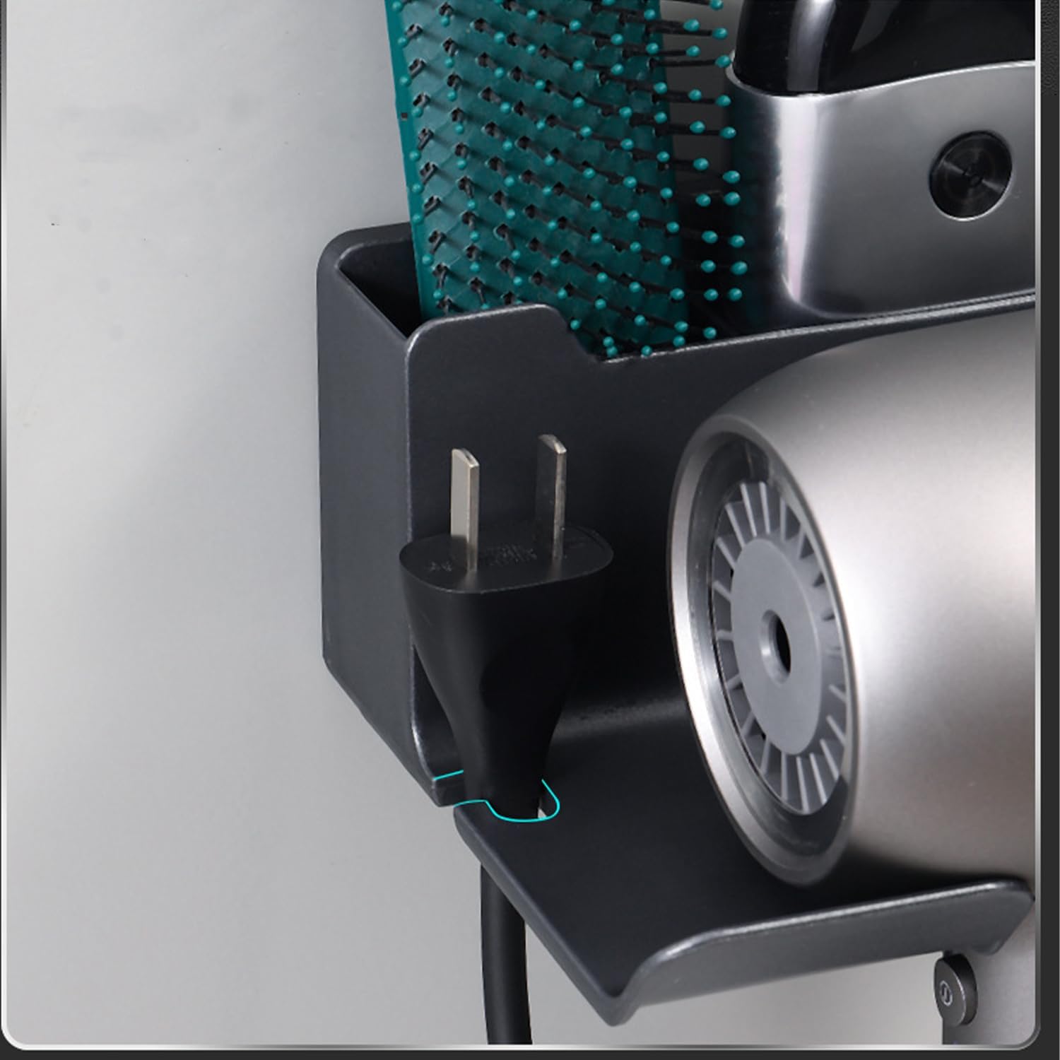 Support d'accessoires de Sèche, Porte Seche Cheveux Mural Adhesif, Convient à la Plupart des Sèche Cheveux pour Les Salles de Bains Les Chambres - 2