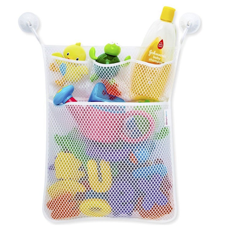 brunoko Sac d'angle en Filet de Bain pour Rangement de Jouets de Bain