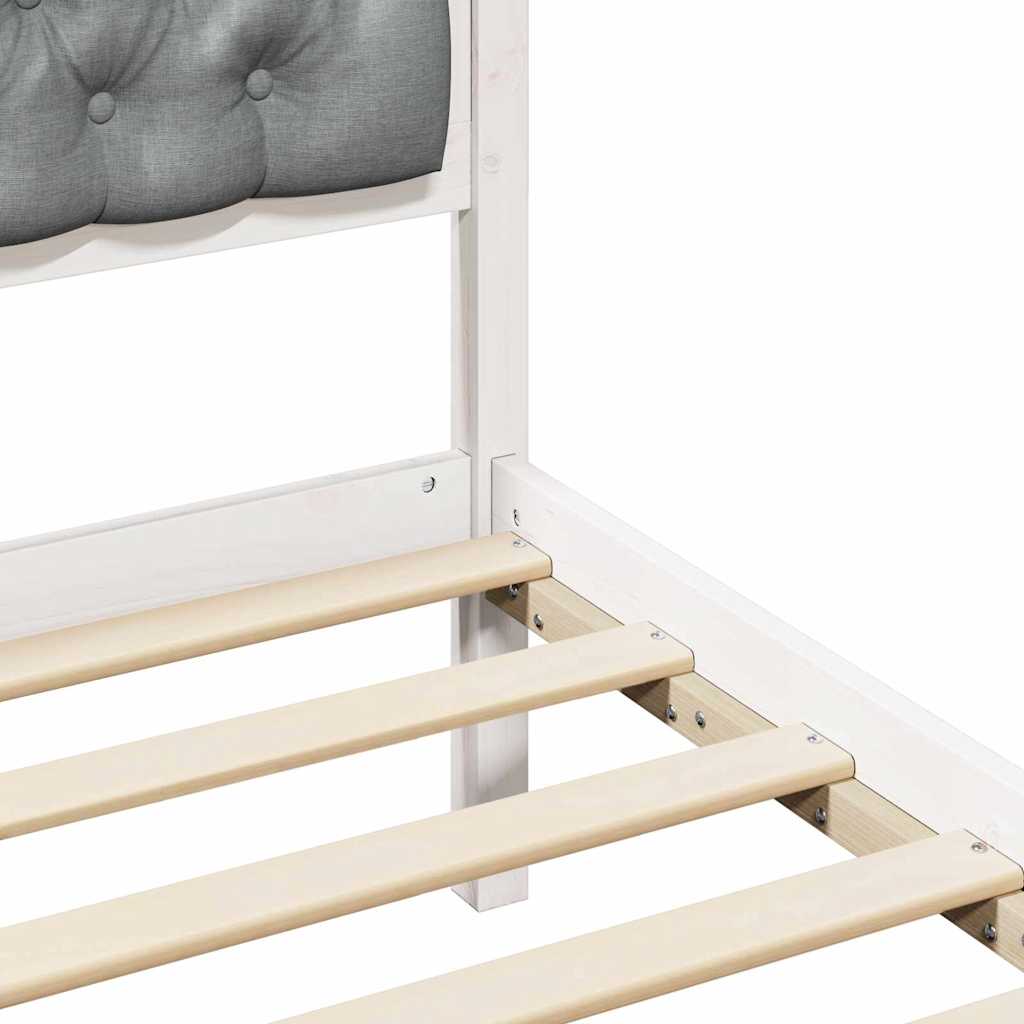 Cadre de lit gris clair, pin massif, pour la chambre, 135 × 190 cm - 8