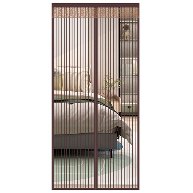 Mosquitera magnética de 220 x 120 cm - Mosquitera de fibra de vidrio de alta calidad - Mosquitera magnética - Marrón - No requiere taladrado