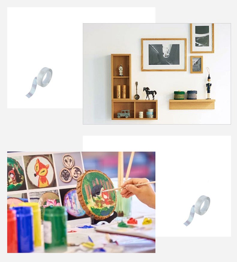 Ruban adhésif transparent double face 2 pièces, colle nano transparente imperméable à haute viscosité sans trace, 1mm d'épaisseur/20mm x 3m - 7