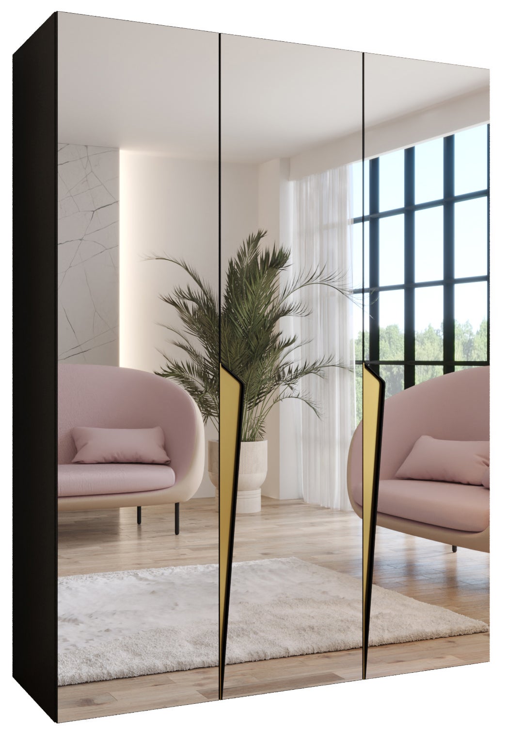 Szafa uchylna otwierana Piano 3 150 x 52 x 202 cm czarny + u. Złoty Abiks Meble