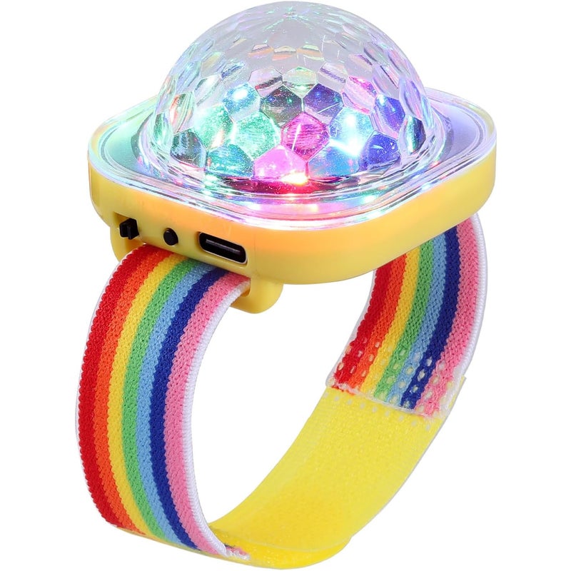 Podświetlana kula dyskotekowa, mała przenośna lampa LED, pasek do zegarka, idealna na dziecięce imprezy samochodowe (żółta)